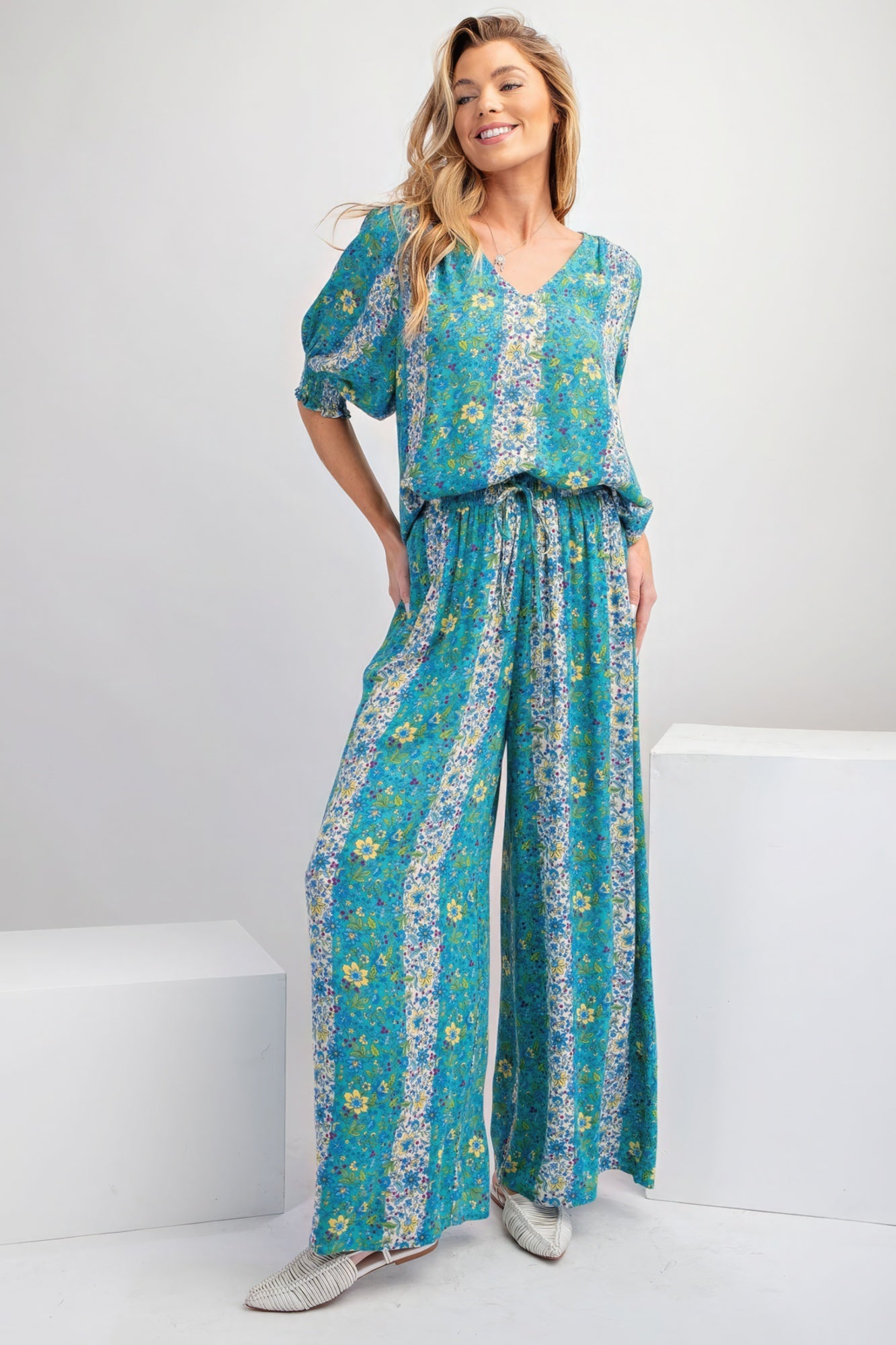 Floral Print Gauze Palazzo Pants | Lightweight 100% Rayon for Soft, Breezy Comfort