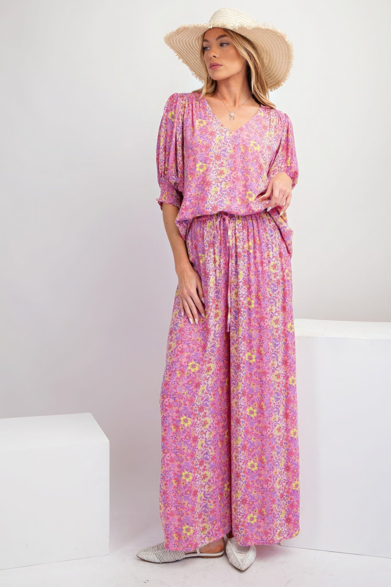 Floral Print Gauze Palazzo Pants | Lightweight 100% Rayon for Soft, Breezy Comfort