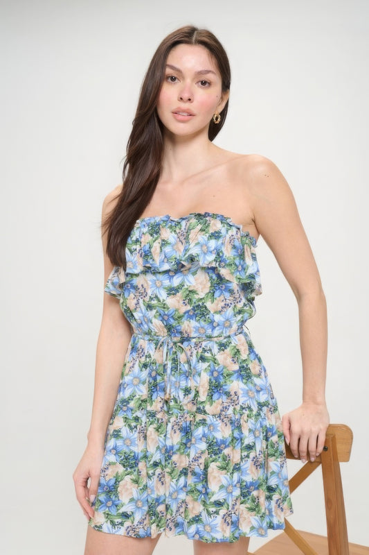 Shop Berry Flower Ruffle Tube Top Mini Dress – Trendy, Chic, and Stylish Dress for Summer Parties and Special Occasions