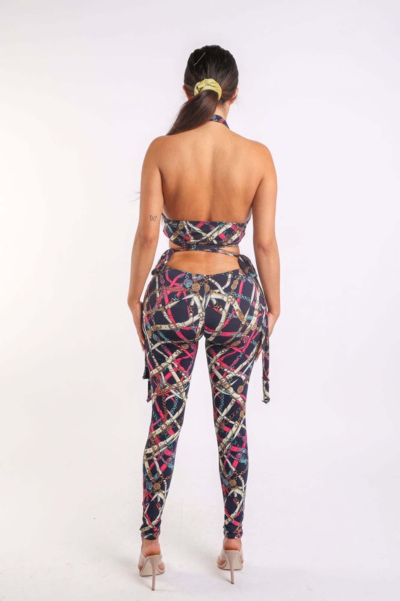 Printed Tie-Detail Jumpsuit – Polyester & Spandex Blend, Perfect for Brunch Dates, Cocktail Parties, & Nights Out