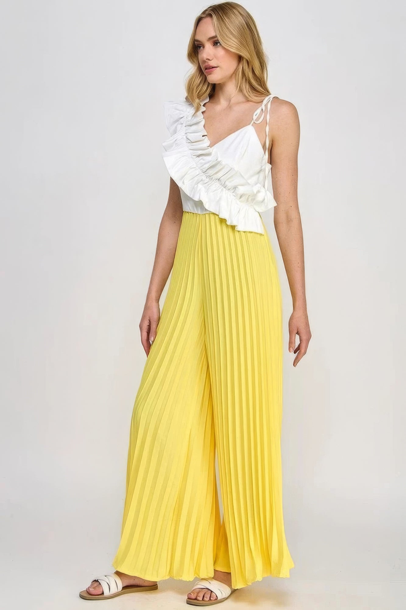 Shop Cami Asymmetrical Ruffle Detail Pleated Bottom Jumpsuit – Chic, Trendy, and Flattering Outfit for Any Occasion