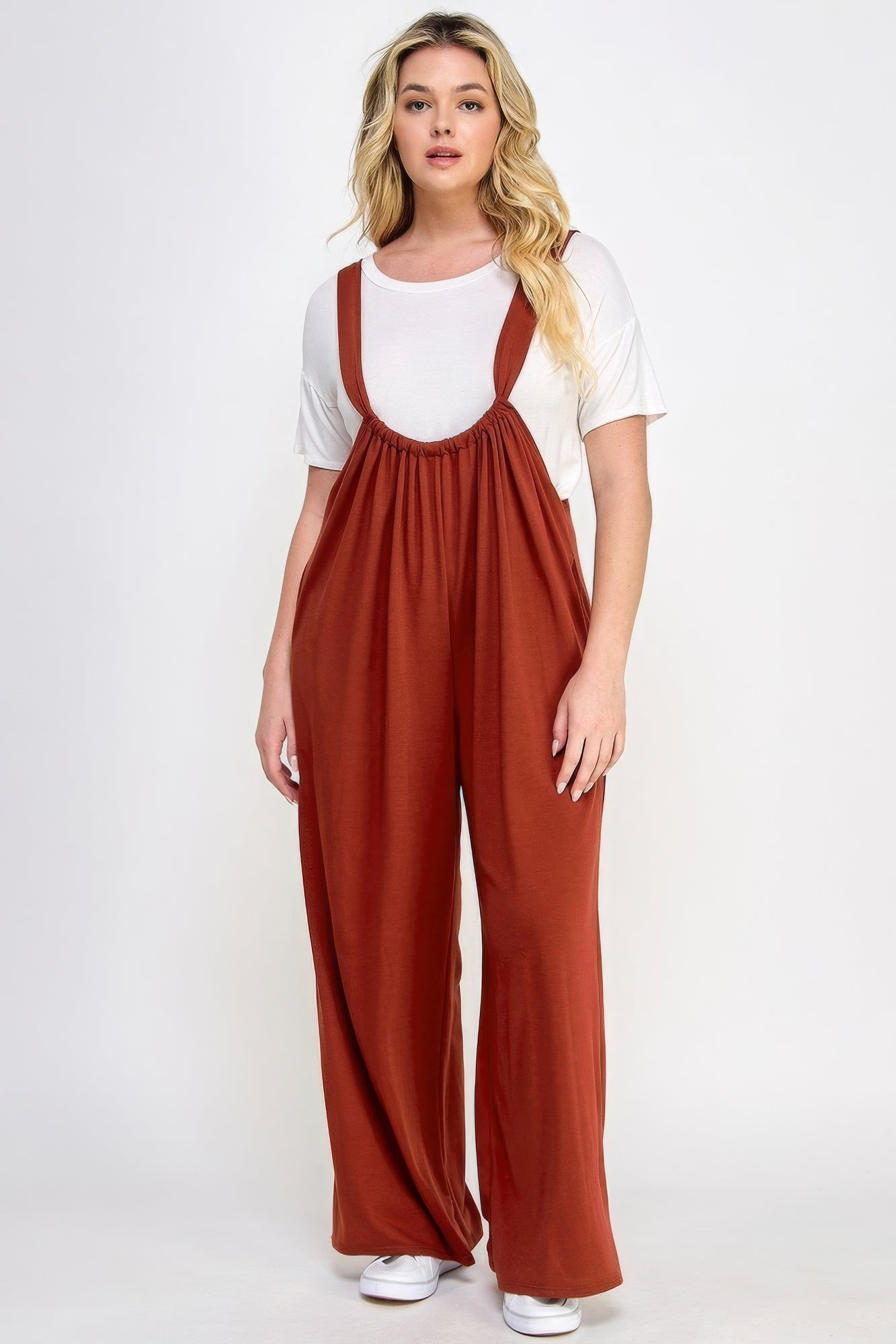 French Terry Wide Leg Jumpsuit Overalls – 100% Polyester for Durability, Soft Feel, and All-Day Comfort