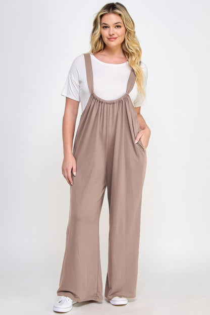 French Terry Wide Leg Jumpsuit Overalls – 100% Polyester for Durability, Soft Feel, and All-Day Comfort