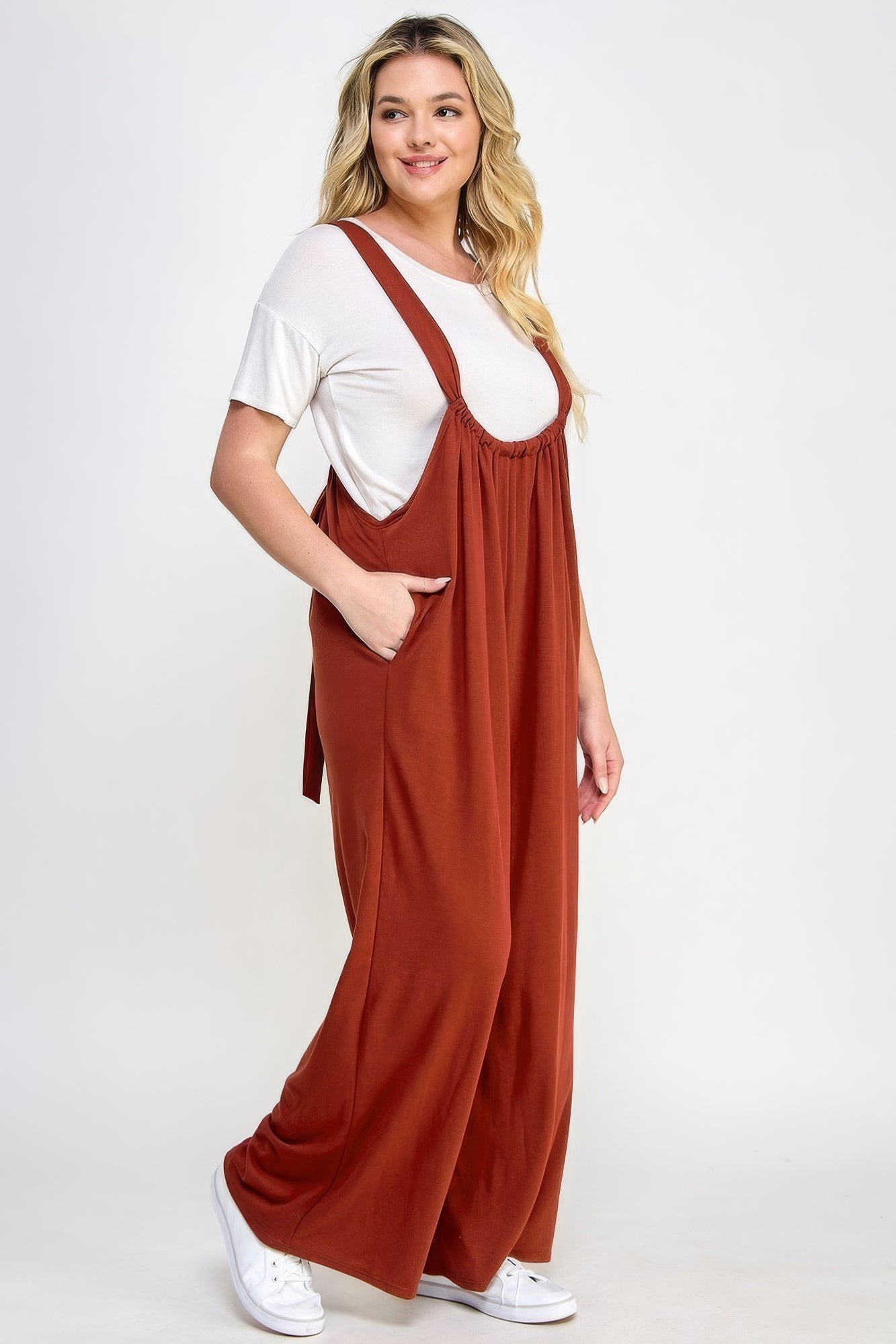 French Terry Wide Leg Jumpsuit Overalls – 100% Polyester for Durability, Soft Feel, and All-Day Comfort