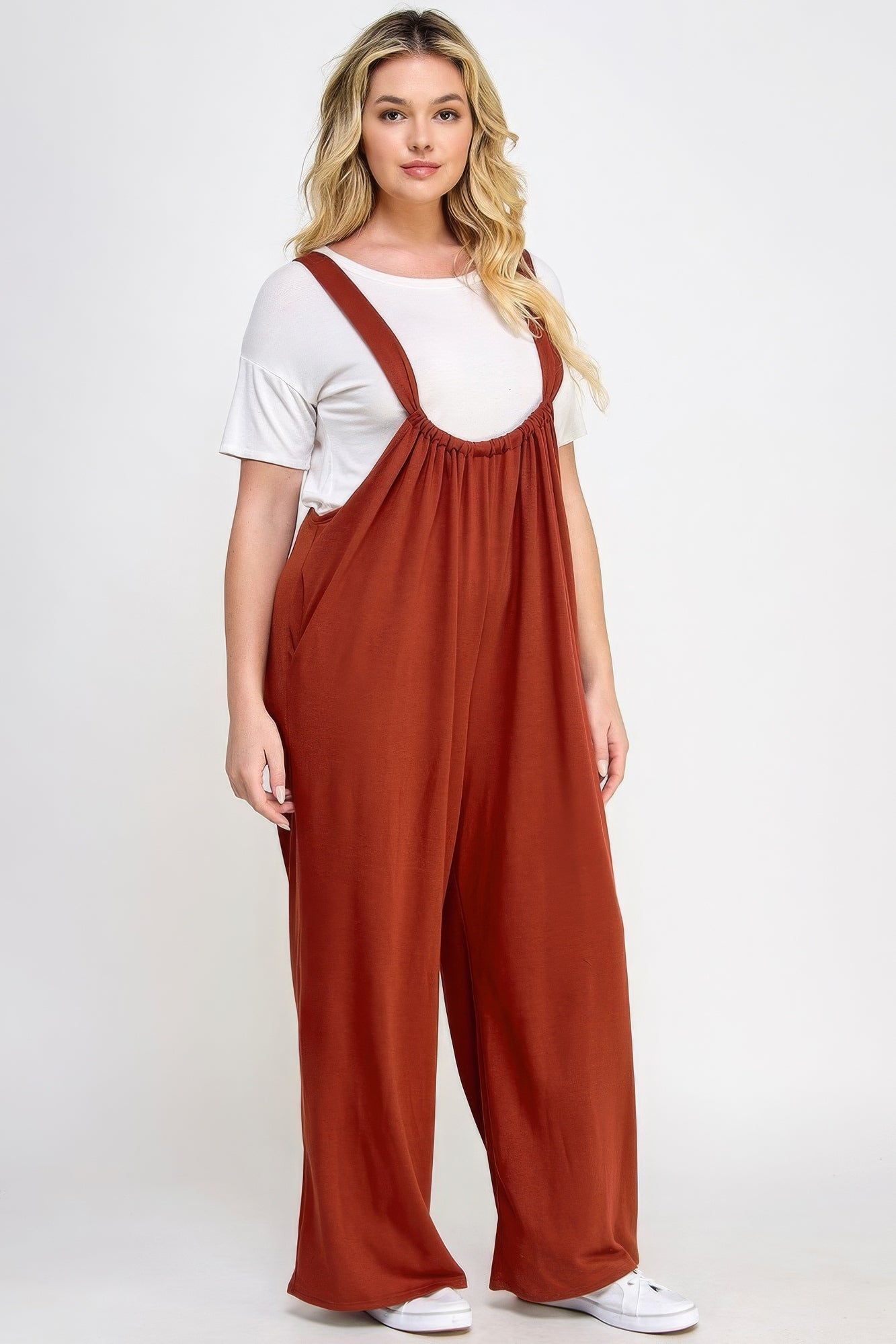 French Terry Wide Leg Jumpsuit Overalls – 100% Polyester for Durability, Soft Feel, and All-Day Comfort