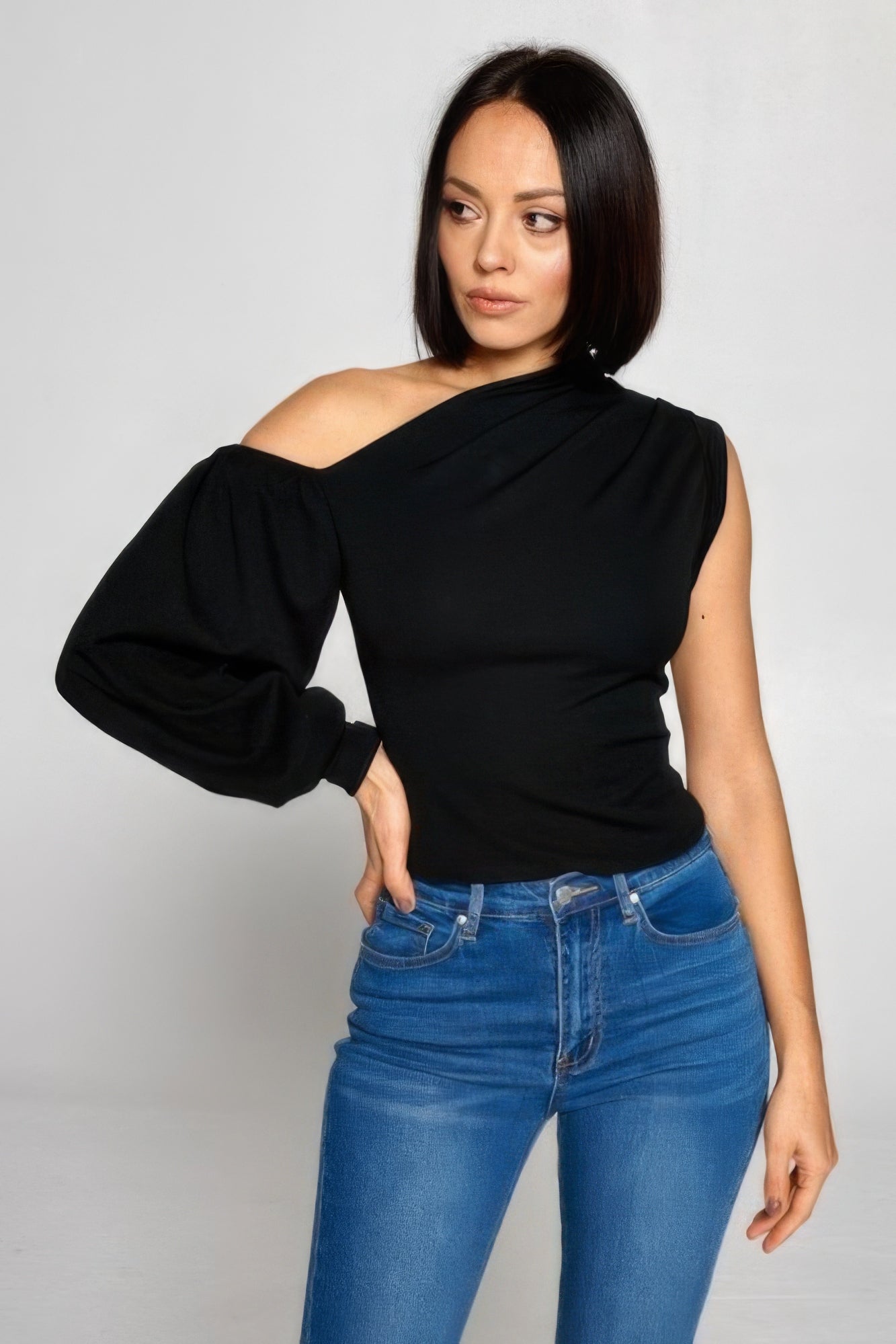 Trendy Ladies One-Shoulder Top - Soft Polyester-Spandex Blend, Perfect for Casual Outings or Chic Night Looks