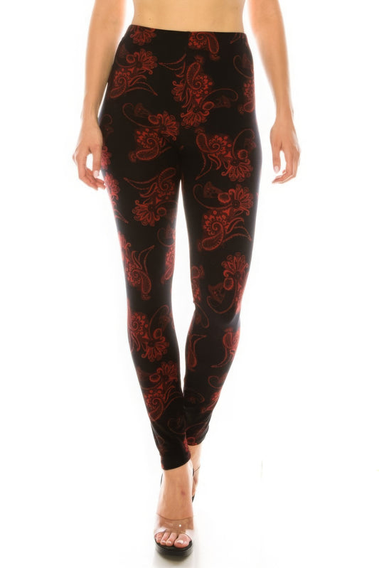 Printed High-Waisted Leggings with Elastic Waistband – Comfortable and Secure Fit, Perfect for Casual Outings, Yoga, or Everyday Wear.