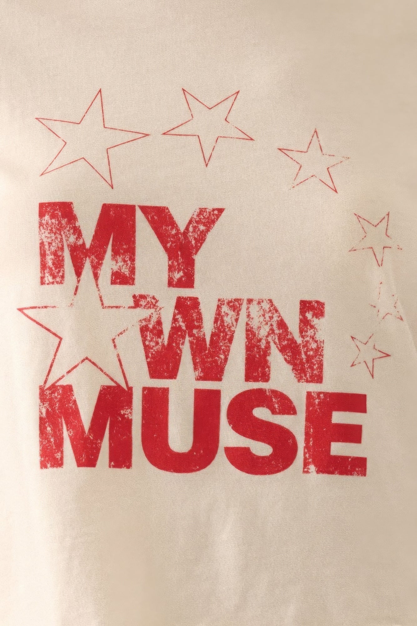 My Own Muse" Vintage Wash Cropped Graphic Tee – Star Print & Distressed Look for a Trendy, Comfortable Fit