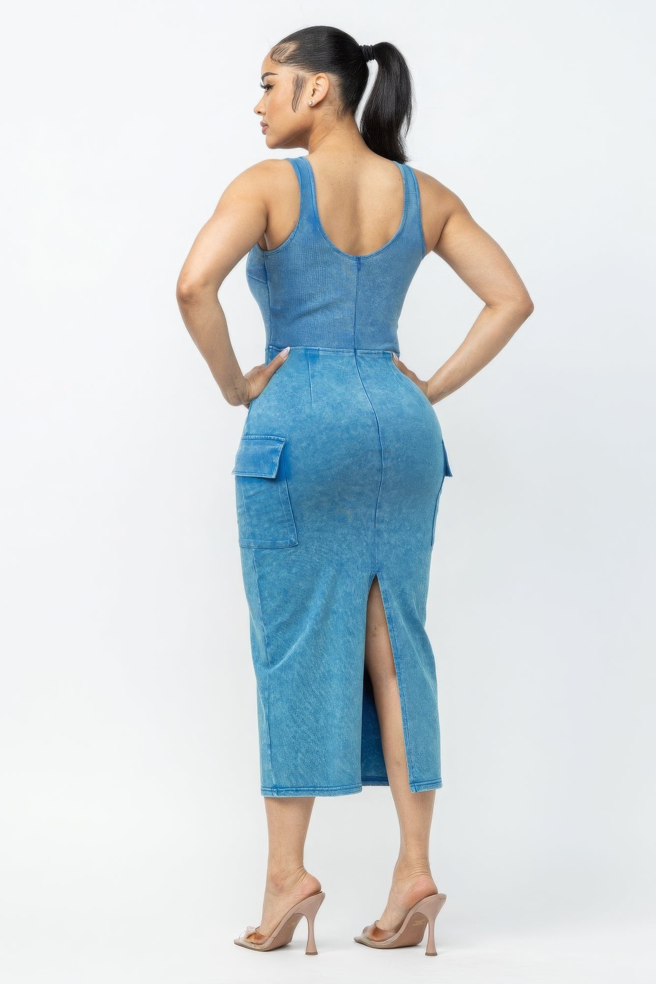 Shop Trendy Acid Washed Cargo Midi Dress – Stylish, Comfortable, and Affordable Fashion for Women in the USA