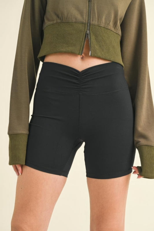 Ruched Waist Biker Shorts | Stretchy Polyester-Spandex Blend | Perfect for Workouts, Yoga, Casual Outings, or Lounging in Comfort