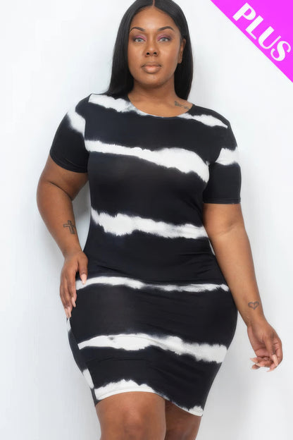 Plus Size Tie-Dye Bodycon Dress – Soft Stretch Jersey Fabric with Trendy Print, Perfect for Stylish Outings, Parties & Everyday Chic