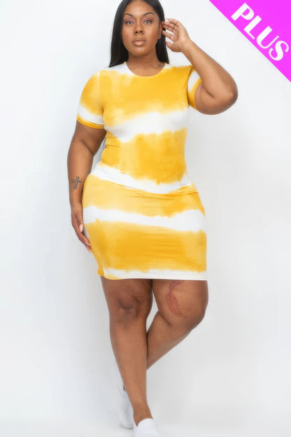 Plus Size Tie-Dye Bodycon Dress – Soft Stretch Jersey Fabric with Trendy Print, Perfect for Stylish Outings, Parties & Everyday Chic