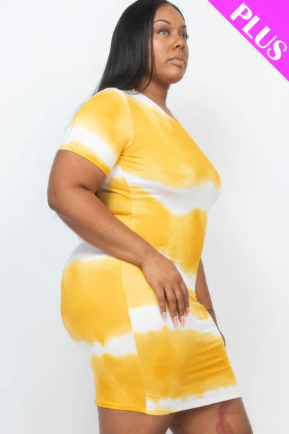 Plus Size Tie-Dye Bodycon Dress – Soft Stretch Jersey Fabric with Trendy Print, Perfect for Stylish Outings, Parties & Everyday Chic