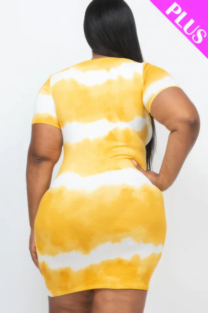 Plus Size Tie-Dye Bodycon Dress – Soft Stretch Jersey Fabric with Trendy Print, Perfect for Stylish Outings, Parties & Everyday Chic