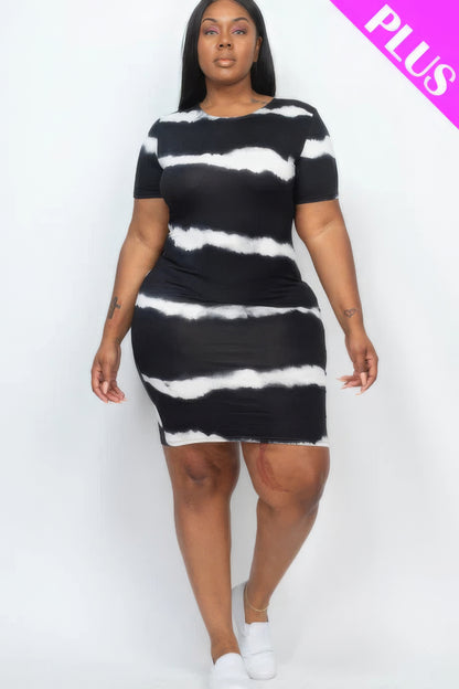 Plus Size Tie-Dye Bodycon Dress – Soft Stretch Jersey Fabric with Trendy Print, Perfect for Stylish Outings, Parties & Everyday Chic