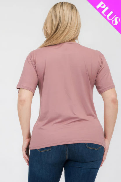 Plus Size Basic Short Sleeve T-Shirt – Soft & Stretchy Polyester-Spandex Blend, Classic Crew Neck, Ideal for Casual Outings & Everyday Wear