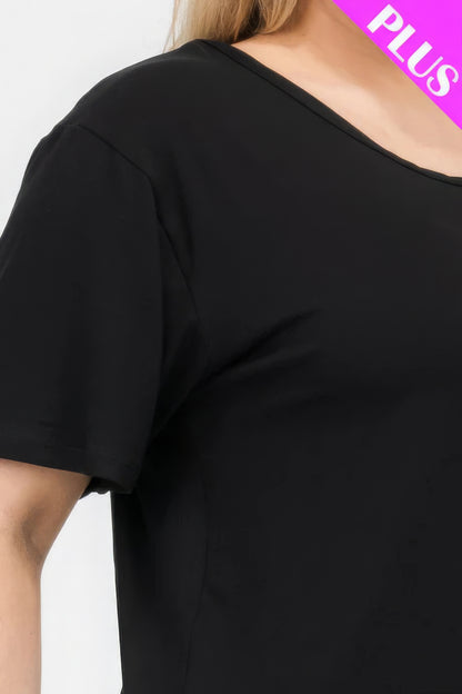 Plus Size Basic Short Sleeve T-Shirt – Soft & Stretchy Polyester-Spandex Blend, Classic Crew Neck, Ideal for Casual Outings & Everyday Wear