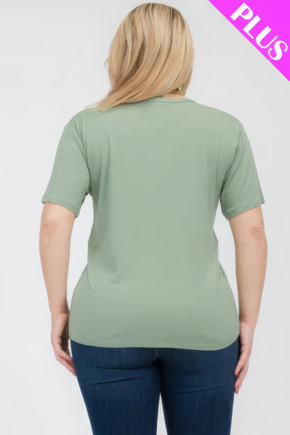 Plus Size Basic Short Sleeve T-Shirt – Soft & Stretchy Polyester-Spandex Blend, Classic Crew Neck, Ideal for Casual Outings & Everyday Wear