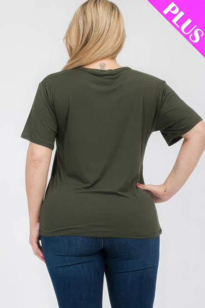 Plus Size Basic Short Sleeve T-Shirt – Soft & Stretchy Polyester-Spandex Blend, Classic Crew Neck, Ideal for Casual Outings & Everyday Wear