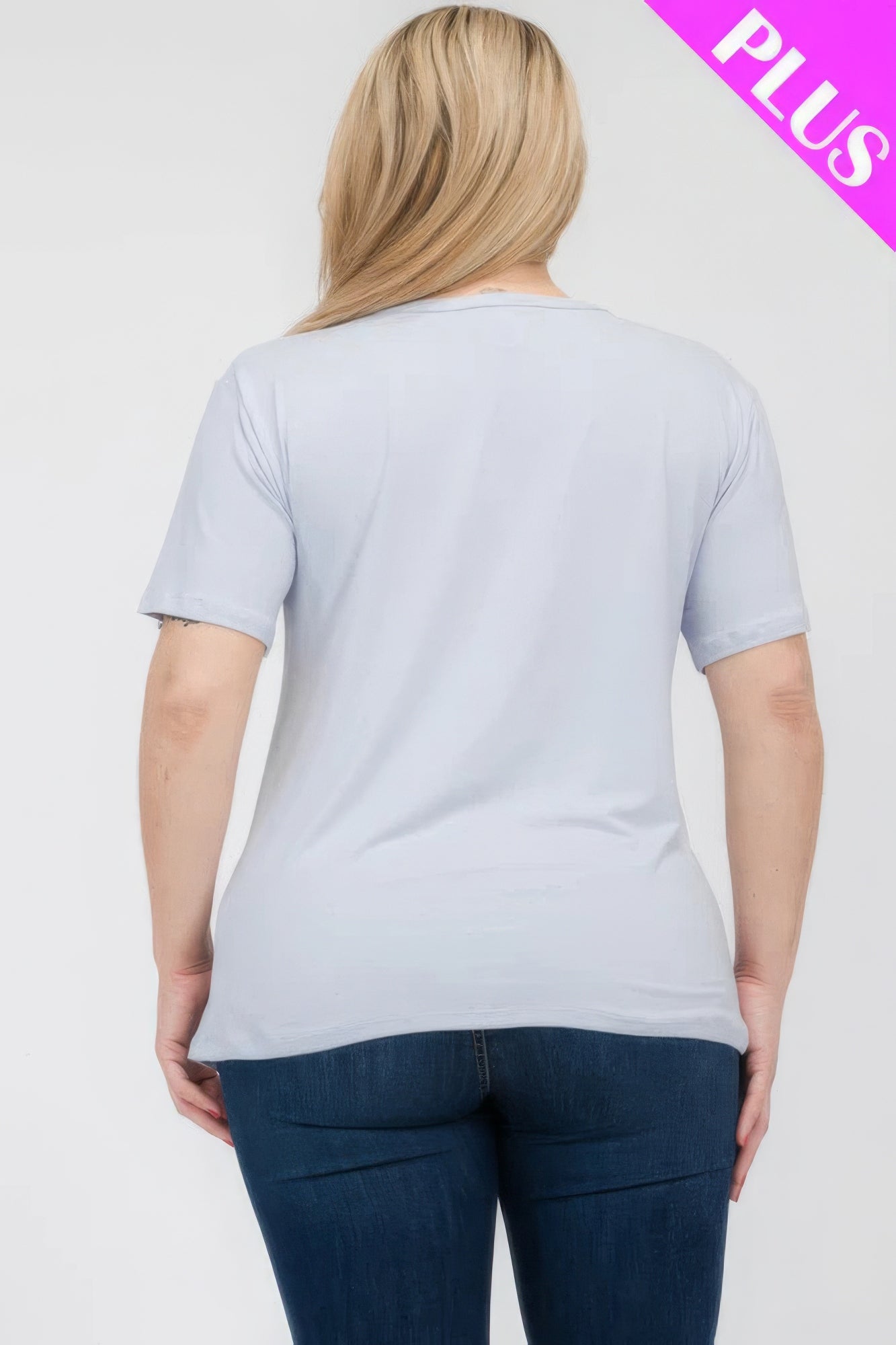 Plus Size Basic Short Sleeve T-Shirt – Soft & Stretchy Polyester-Spandex Blend, Classic Crew Neck, Ideal for Casual Outings & Everyday Wear