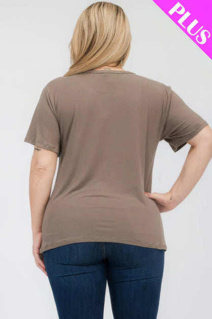 Plus Size Basic Short Sleeve T-Shirt – Soft & Stretchy Polyester-Spandex Blend, Classic Crew Neck, Ideal for Casual Outings & Everyday Wear