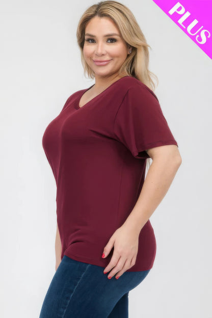 Plus Size Basic Short Sleeve T-Shirt – Soft & Stretchy Polyester-Spandex Blend, Classic Crew Neck, Ideal for Casual Outings & Everyday Wear