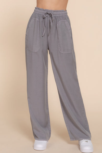 Sustainable Elastic Waist Tencel Long Pants | Soft, Breathable Comfort in Versatile Grey for Casual & Work Wear