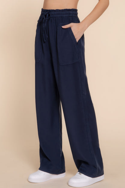 Sustainable Elastic Waist Tencel Long Pants | Soft, Breathable Comfort in Versatile Grey for Casual & Work Wear