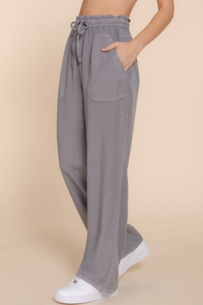 Sustainable Elastic Waist Tencel Long Pants | Soft, Breathable Comfort in Versatile Grey for Casual & Work Wear