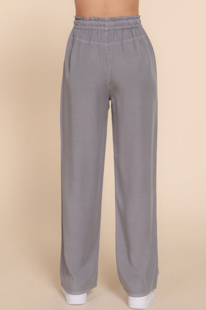 Sustainable Elastic Waist Tencel Long Pants | Soft, Breathable Comfort in Versatile Grey for Casual & Work Wear