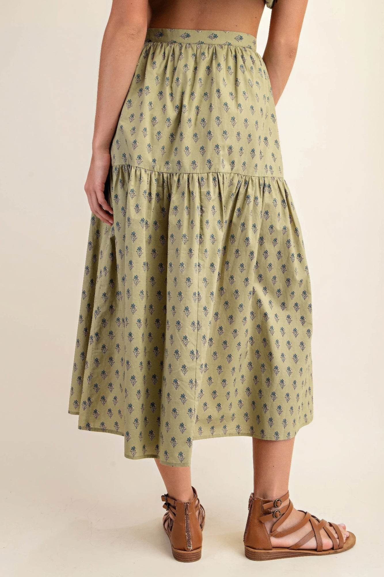 Printed Tiered Midi Skirt – Soft & Breathable Cotton, Stylish Pattern for Casual Outings, Weekend Get-Togethers & More