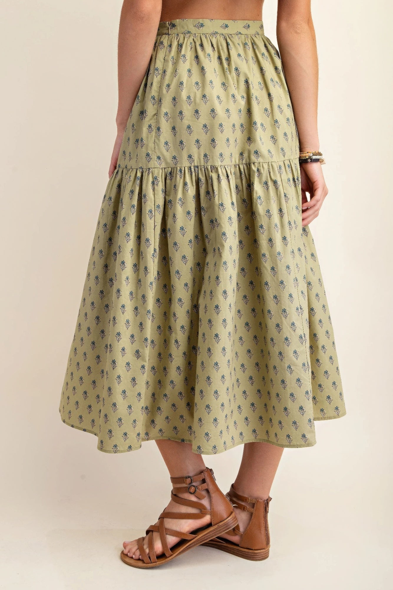 Printed Tiered Midi Skirt – Soft & Breathable Cotton, Stylish Pattern for Casual Outings, Weekend Get-Togethers & More