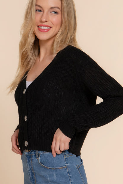 Long Sleeve V-Neck Sweater Cardigan – Button-Down Front, Soft 100% Acrylic for Timeless Layering & Stylish Comfort