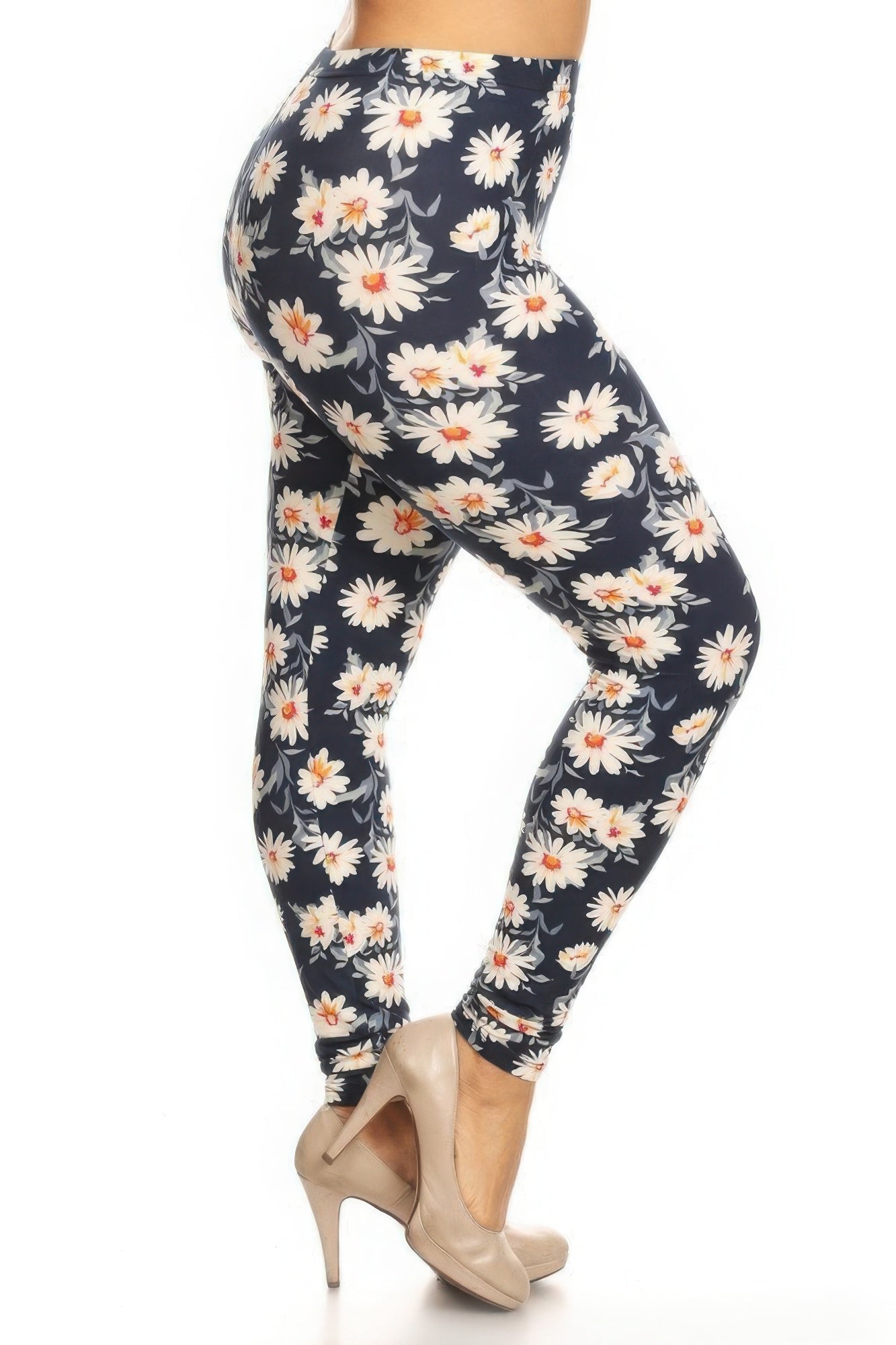 Plus Size Buttery Soft Print Leggings – Ultra-Soft Peach Skin Fabric, Multi-Color Print, Elastic Waistband, Perfect for Lounging & Everyday Wear